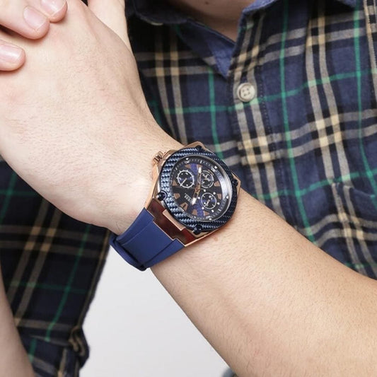 G-U-E-S-S Watch W1049G2 DARK BLUE&ROSE GOLD FOR MEN