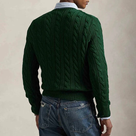 P.o-L.O R.A-L.P.H L.A.U-R.E.N Cable-Knit Cotton Jumper Dark Green Custom Slim Fit