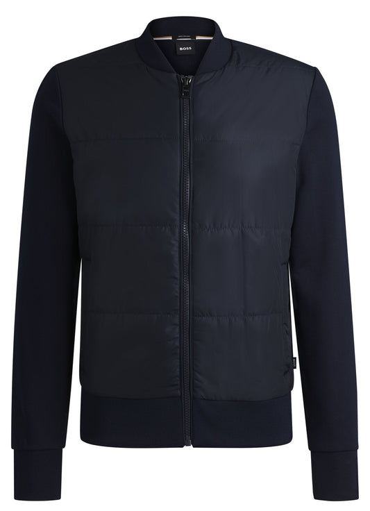 B.O.S.S ZIP-UP SWEATSHIRT IN AND TECHNICAL FABRIC Dark Blue jacket