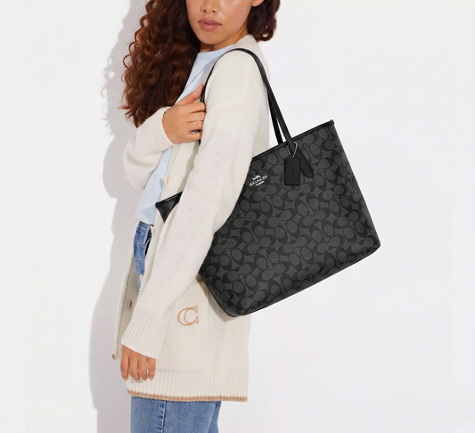 C-O-A-C-H SHOULDER BAG F5696 BLACK MONOGRAM FOR WOMEN