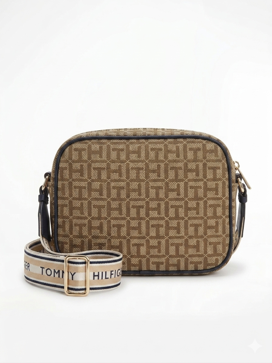 T.O.M-M.Y H.I.L.F-I.G.E.R HANDBAG BEIGE&Olive MONOGRAM FOR WOMEN