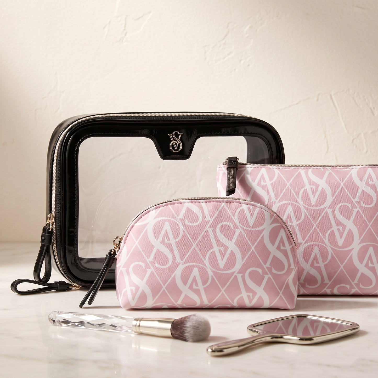 V.I.C.T-O.R.I.A'S S.E.C-R.E.T MAKEUP BAG WHITE&PINK FOR WOMEN