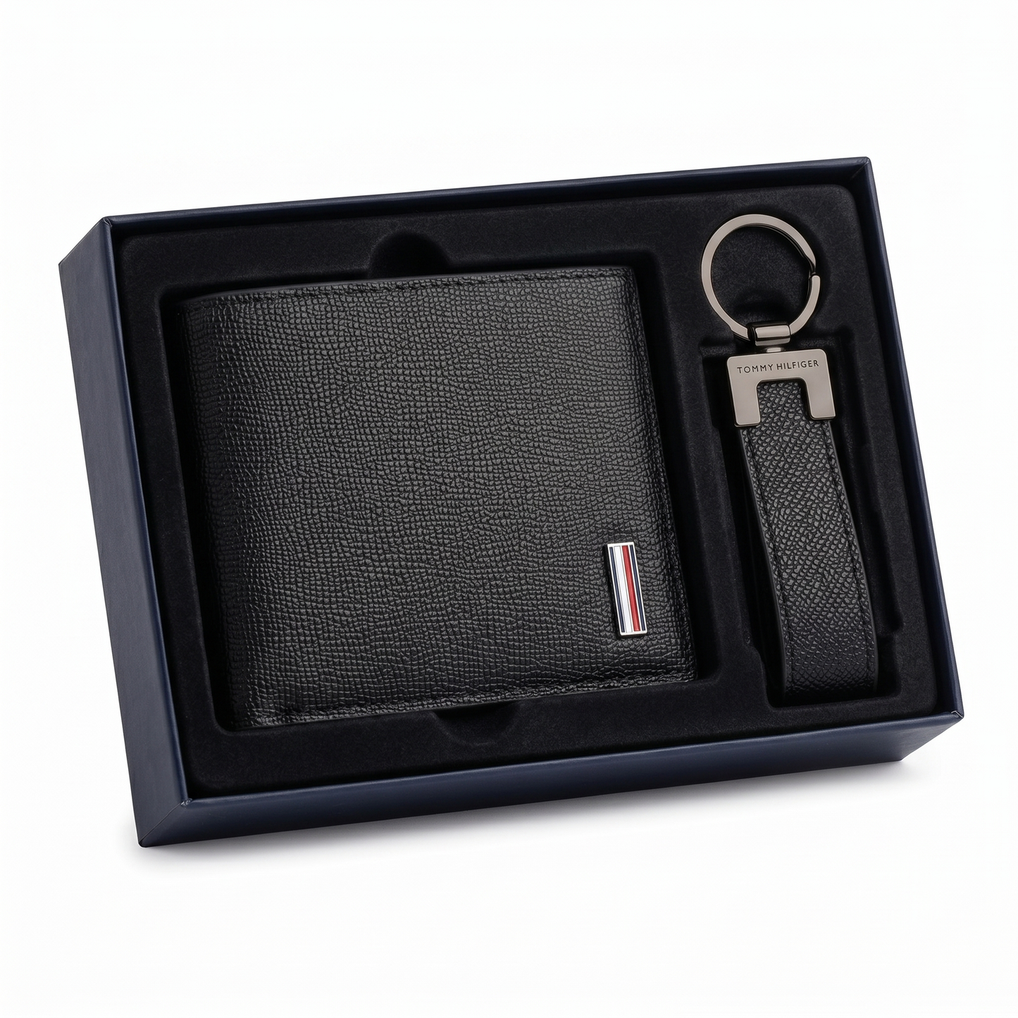 T-O-M-M-Y H-I-L-F-I-G-E-R WALLET&KEY CHAIN BLACK FOR MEN
