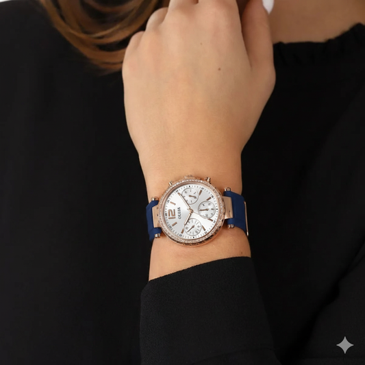 G-U-E-S-S WATCH BLUE ROSE GOLD FOR WOMEN