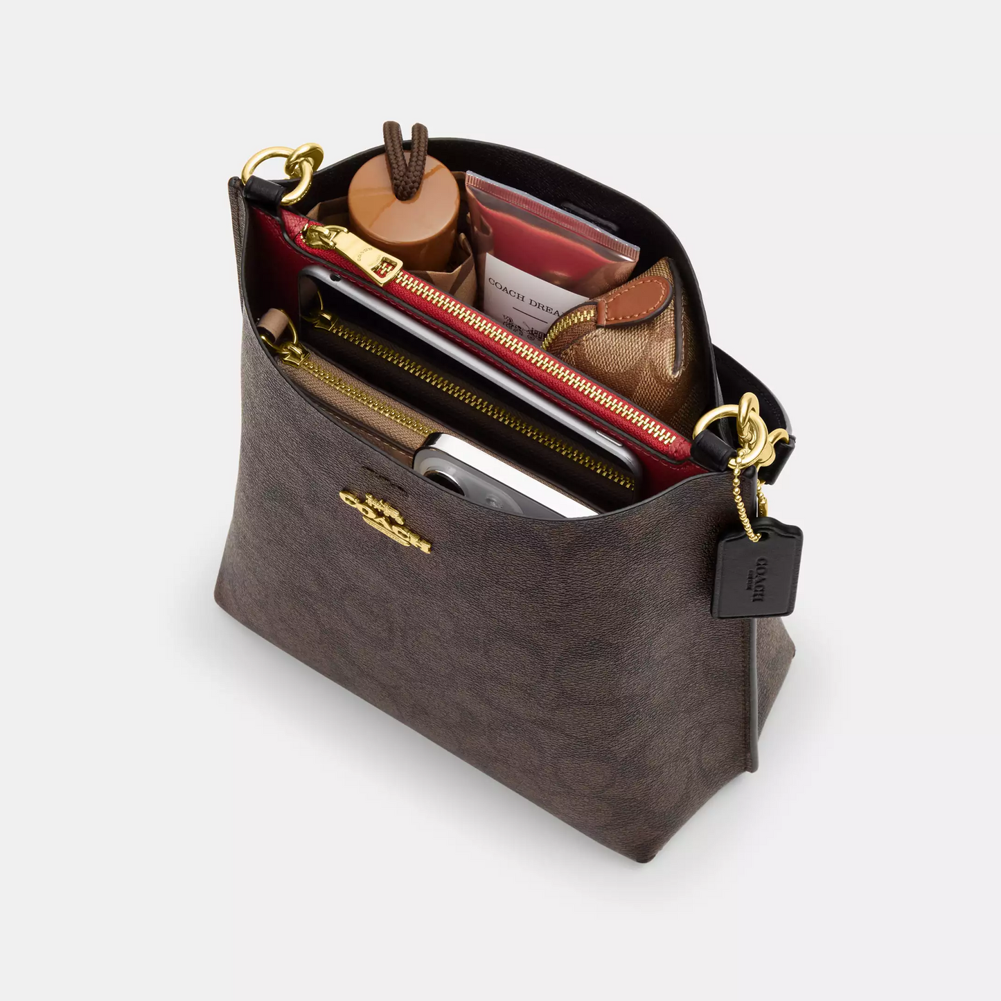 C-O-A-C-H CROSSBODY BAG CA582 BROWN&BLACK MONOGRAM FOR WOMEN
