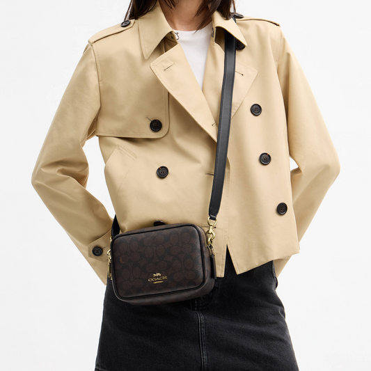 C-O-A-C-H CROSSBODY BAG CEK69 BROWN & BLACK MONOGRAM FOR WOMEN