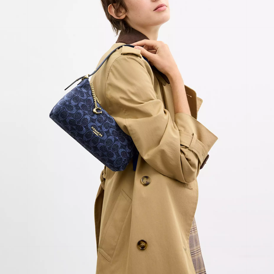 C-O-A-C-H SHOULDER BAG CFN74 NAVY MONOGRAM FOR WOMEN