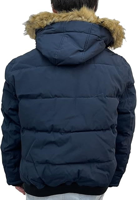 T.o.m.m.y H.i.l.f.i.g.e.r Navy Puffer Jacket with Fur Hood (Removable Fur)
