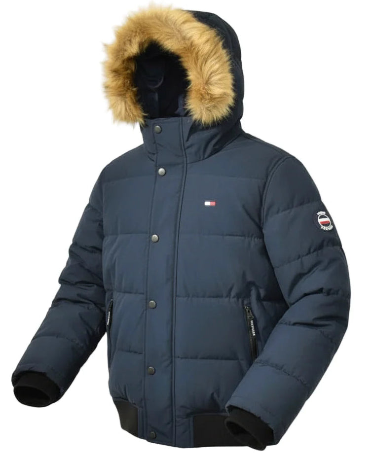 T.o.m.m.y H.i.l.f.i.g.e.r Navy Puffer Jacket with Fur Hood (Removable Fur)