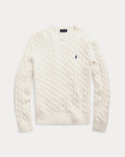 P.o-L.O R.A-L.P.H L.A.U-R.E.N Cable-Knit Cotton Jumper Andover Cream Custom Slim Fit