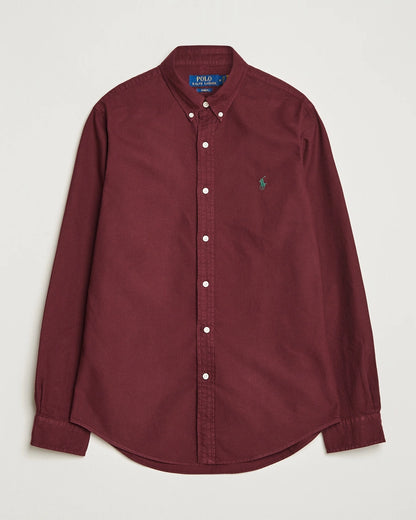 P.o.L.O R.A.L.P.H L.A.U-R.E.N Garment-Dyed Oxford Shirt Custom Fit Burgundy