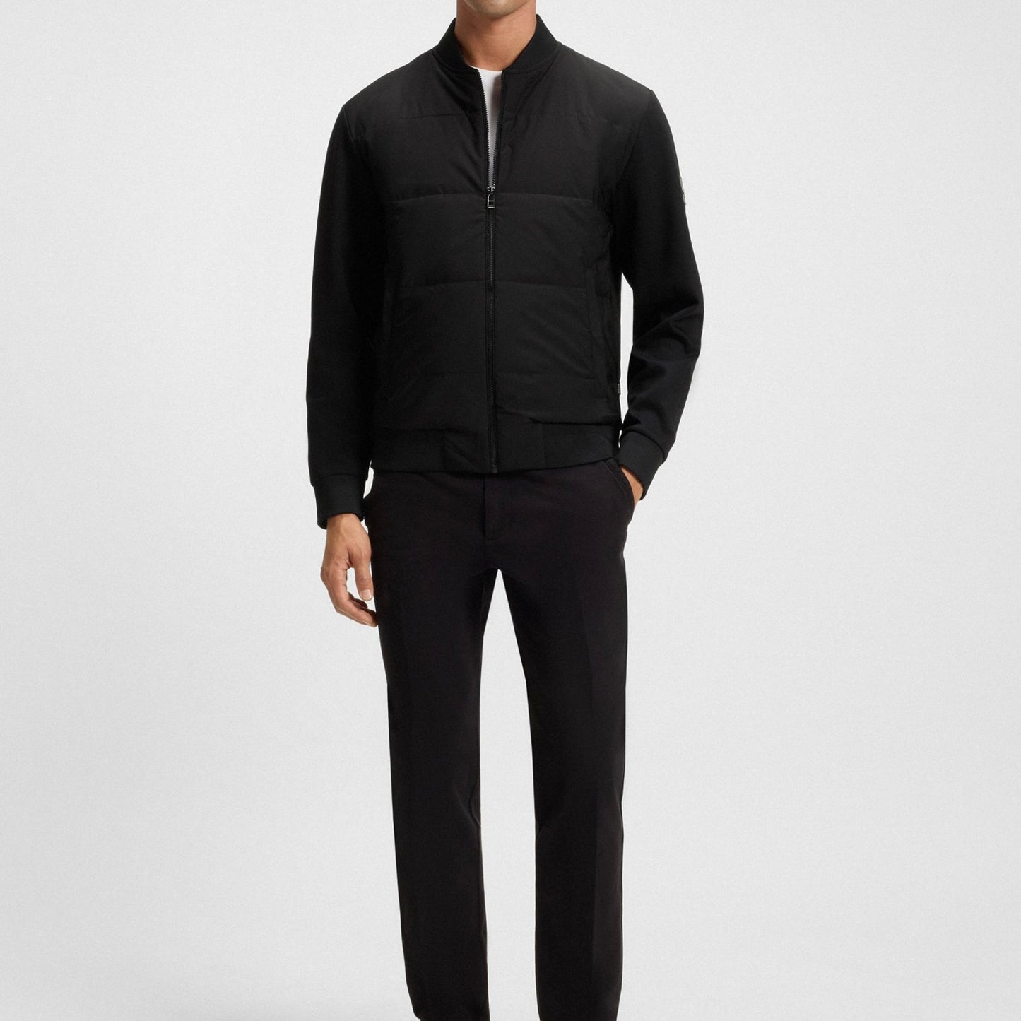 B.O.S.S ZIP-UP SWEATSHIRT WITH PADDED FRONT Black / Dark Blue Original jacket