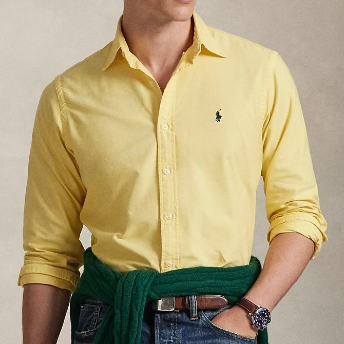 P.o.L.O R.A.L.P.H L.A.U-R.E.N Garment-Dyed Oxford Shirt Custom Fit Yellow