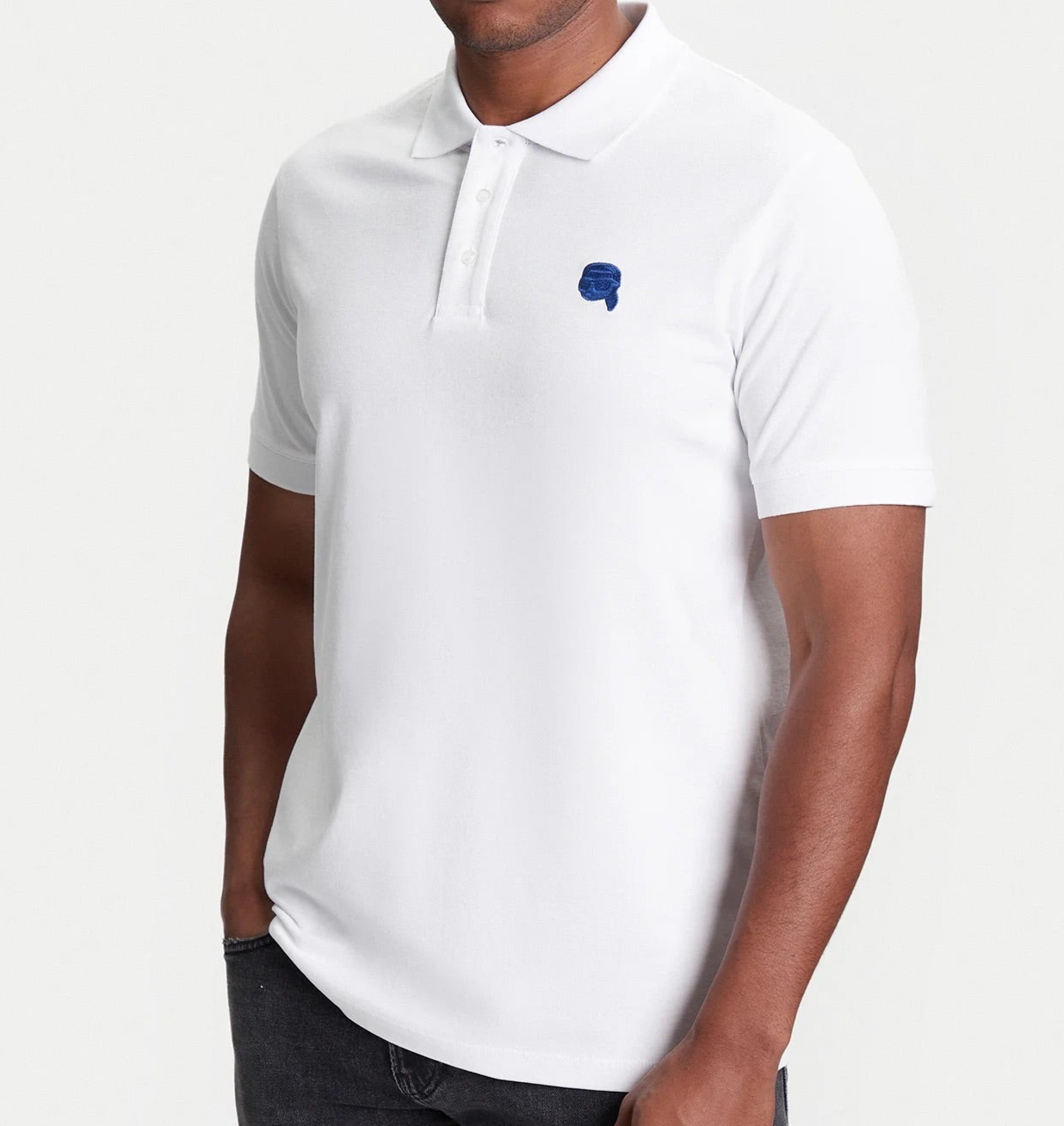 K.a.R.L L.A.G.E.R.F.E.L.D Polo Shirt (White / Gray)