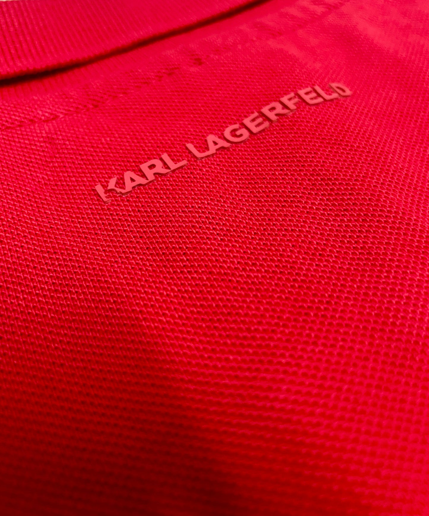 K.a.R.L L.A.G.E.R.F.E.L.D Logo Signature Red Polo Shirt