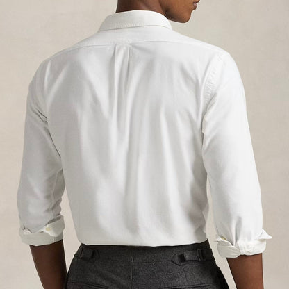 P.o.L.O R.A.L.P.H L.A.U-R.E.N Garment-Dyed Oxford Shirt Custom Fit White