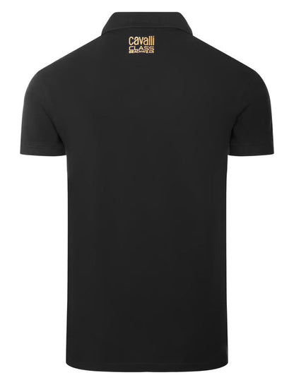C.a.V-A.L.L.I C.L.A.S.S Black/White/Blue short sleeve polo shirt with lettering "C.a.v.a.l.l.i C.l.a.s.s"