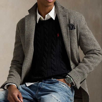 P.o-L.O R.A-L.P.H L.A.U-R.E.N Cable-Knit Cotton Jumper Black Custom Slim Fit