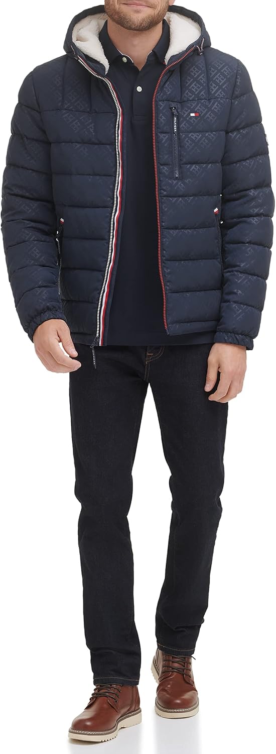 T.O.m-M.y H.I.L.F.I.G.E.R Midweight Sherpa Lined TH monogram Hooded Water Resistant Puffer Jacket