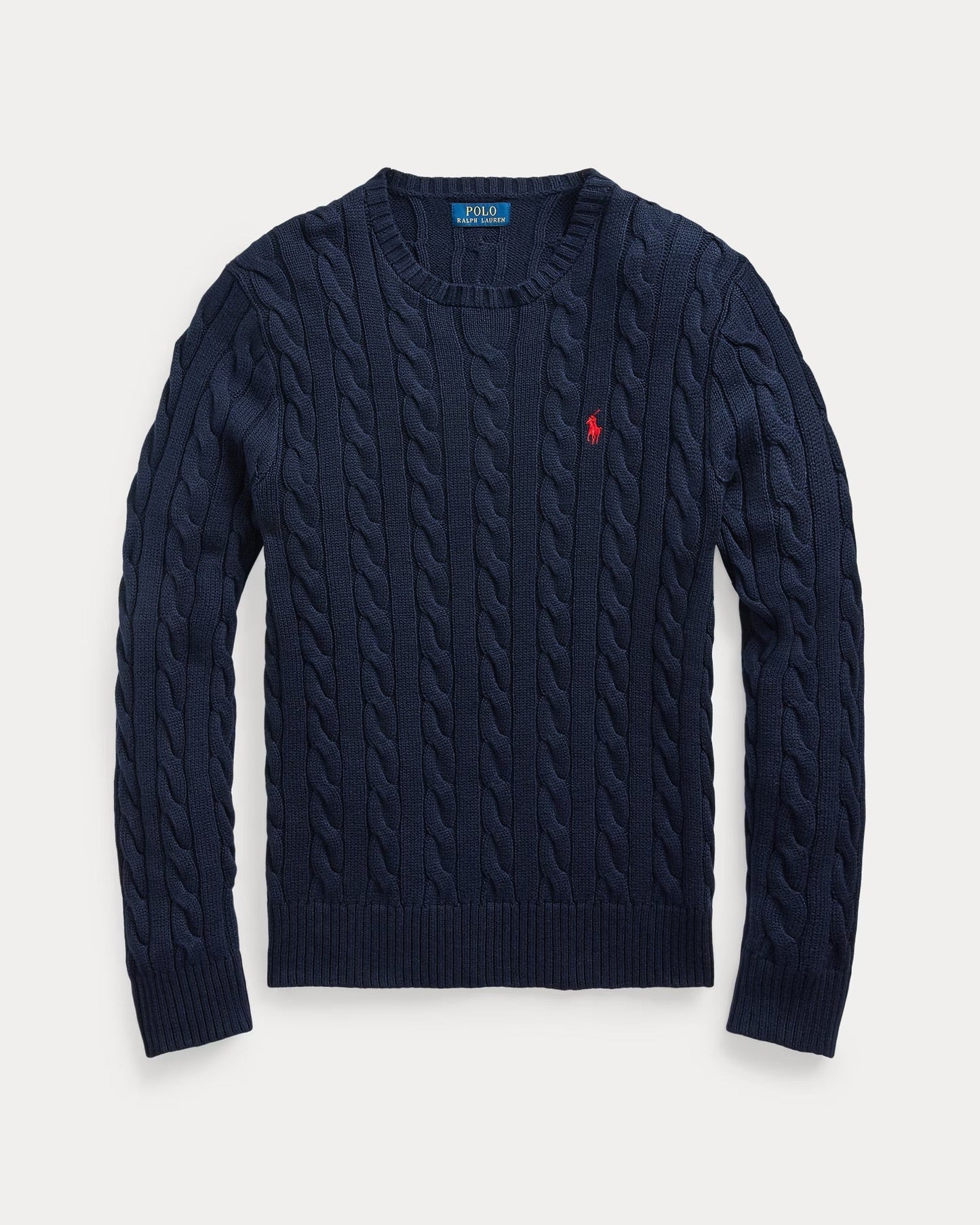 P.o-L.O R.A-L.P.H L.A.U-R.E.N Cable-Knit Cotton Jumper Hunter Navy Custom Slim Fit