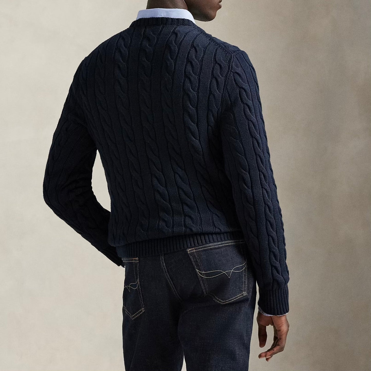 P.o-L.O R.A-L.P.H L.A.U-R.E.N Cable-Knit Cotton Jumper Hunter Navy Custom Slim Fit