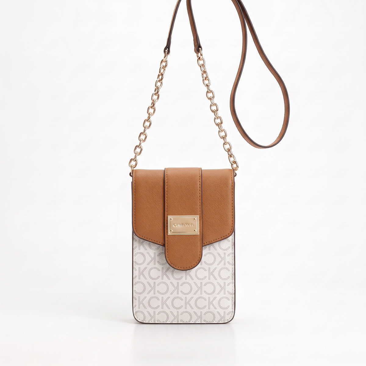 CALVIN KLEIN Phone BAG BROWN & WHITE MONOGRAM FOR WOMEN in Egypt