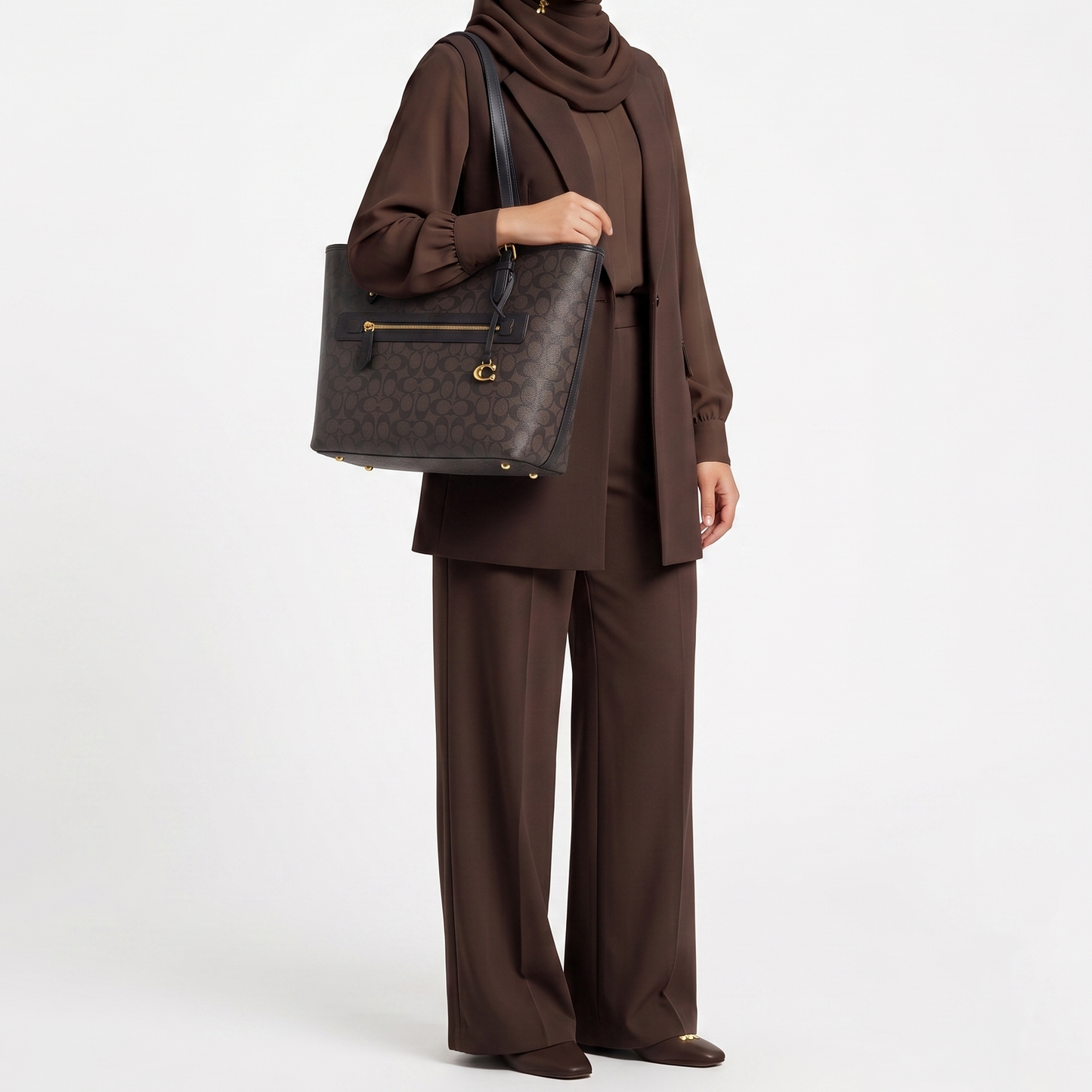 C-O-A-C-H SHOULDER BAG CC402 BROWN MONOGRAM FOR WOMEN