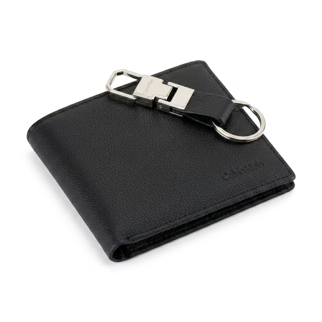 C-A-L-V-I-N K-L-E-I-N WALLET&KEY CHAIN BLACK FOR MEN