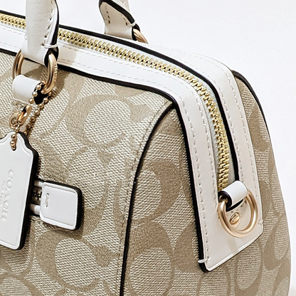 C-O-A-C-H CROSSBODY BAG F83607 BEIGE MONOGRAM&WHITE FOR WOMEN