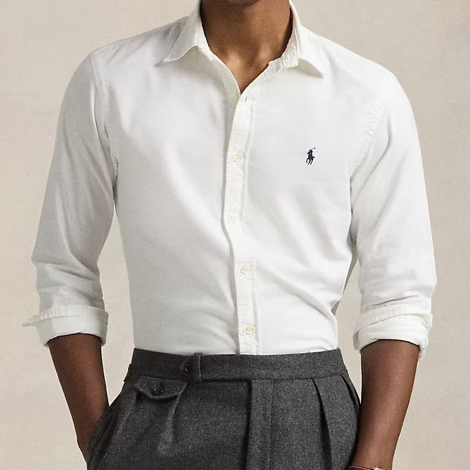 P.o.L.O R.A.L.P.H L.A.U-R.E.N Garment-Dyed Oxford Shirt Custom Fit White