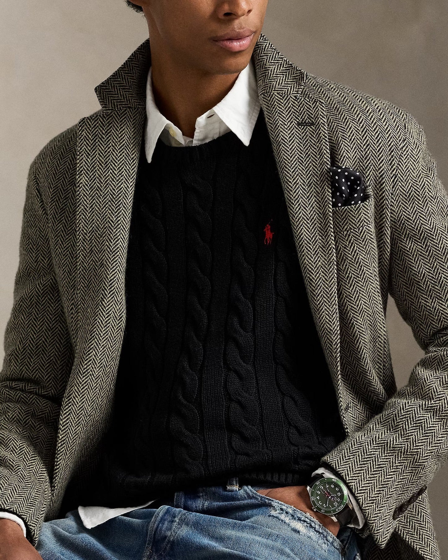 P.o-L.O R.A-L.P.H L.A.U-R.E.N Cable-Knit Cotton Jumper Black Custom Slim Fit