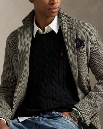 P.o-L.O R.A-L.P.H L.A.U-R.E.N Cable-Knit Cotton Jumper Black Custom Slim Fit