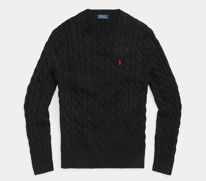 P.o-L.O R.A-L.P.H L.A.U-R.E.N Cable-Knit Cotton Jumper Black Custom Slim Fit