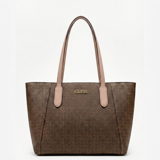 GUESS SHOULDER BAG BROWN MONOGRAM FOR WOMEN IN EGYPT