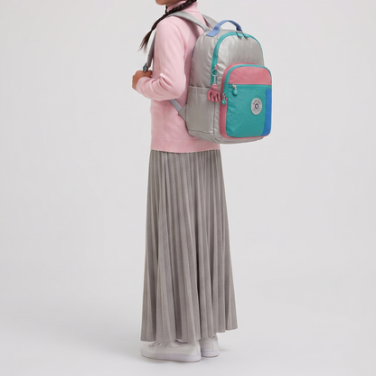 K.I.P.L.I-N.G BACKPACK KI5210 METALLIC SILVER  SPLICING