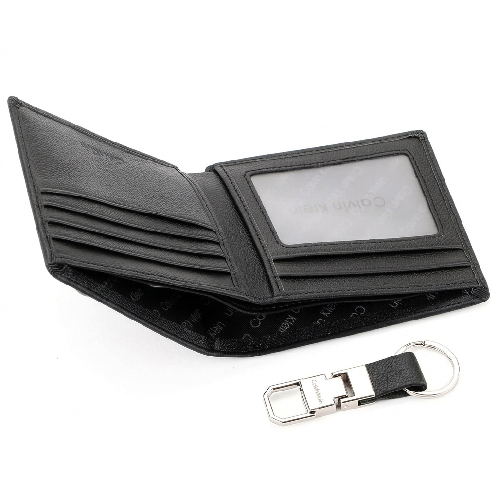 C-A-L-V-I-N K-L-E-I-N WALLET&KEY CHAIN BLACK FOR MEN