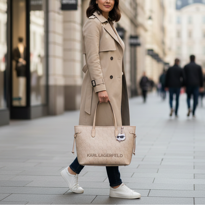 K.A-R.L L.A.G.E-R.F.E.L.D TOTE BAG Beige(MUAD) FOR WOMEN