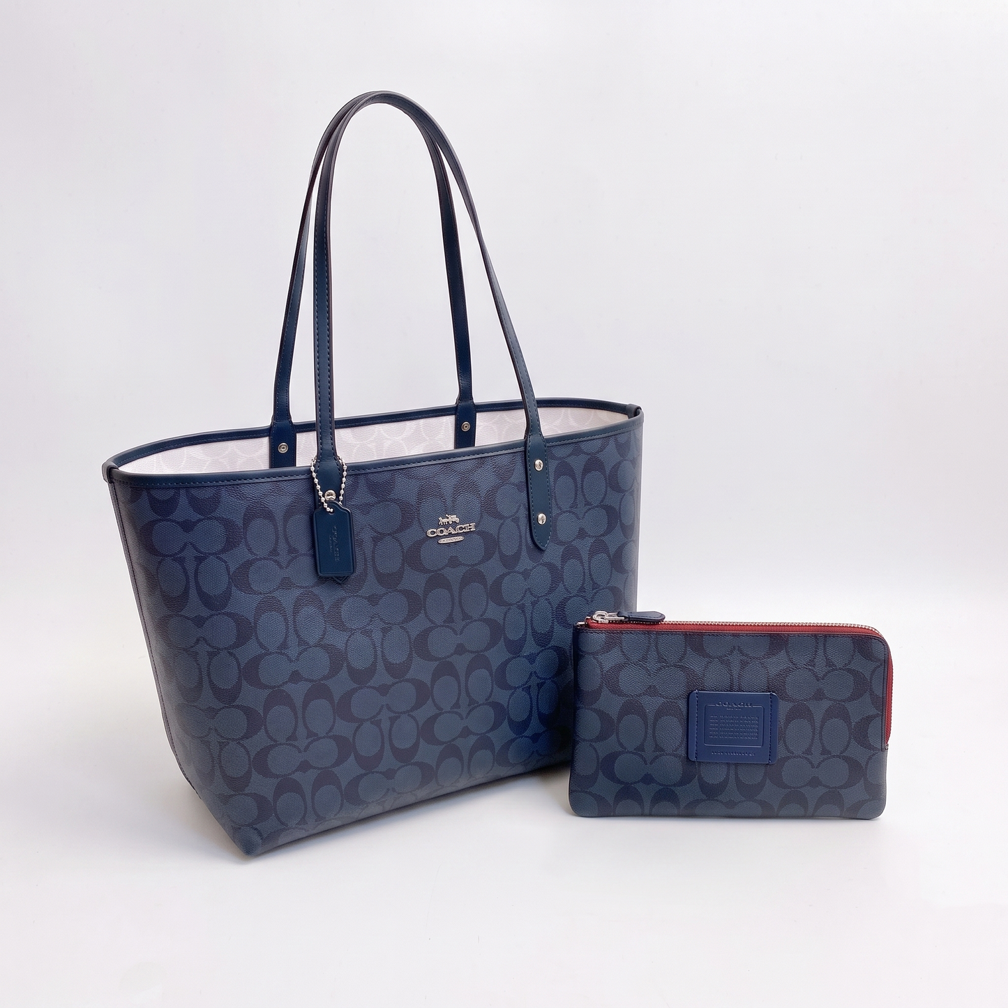 C-O-A-C-H SHOULDER BAG Reversible 91361 WHITE&BLUE FOR WOMEN