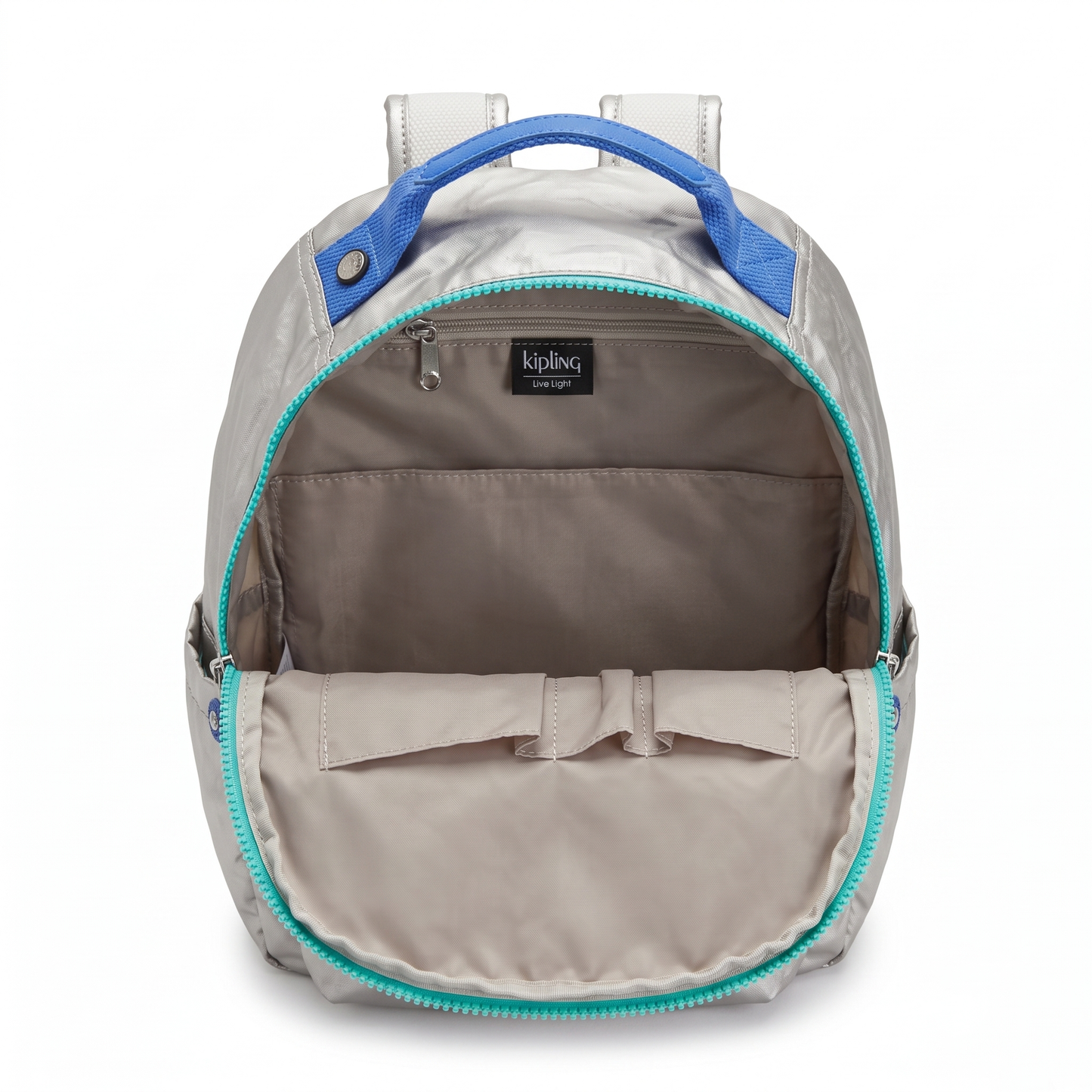K.I.P.L.I-N.G BACKPACK KI5210 METALLIC SILVER  SPLICING