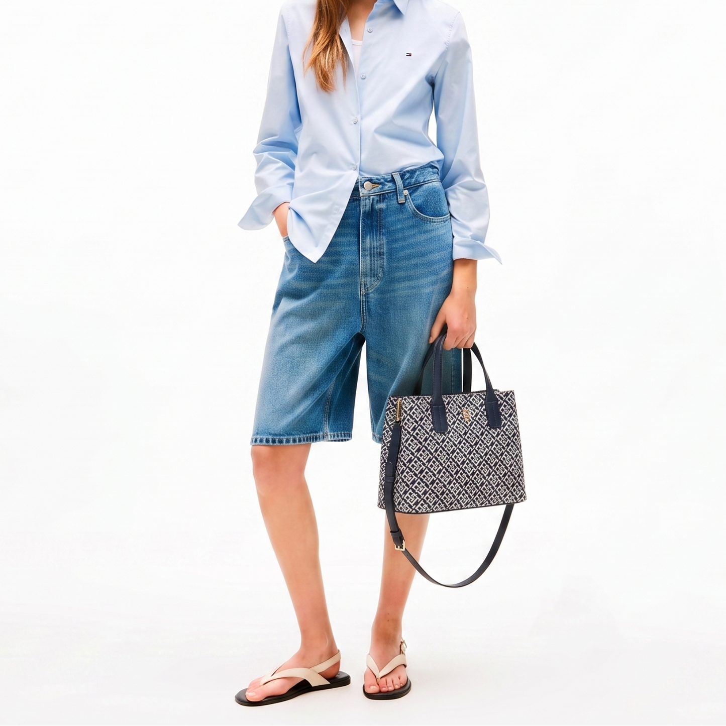 T.O.M-M.Y H.I.L.F-I.G.E.R CROSSBODY BAG NAVY MONOGRAM FOR WOMEN