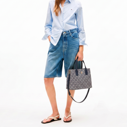 T.O.M-M.Y H.I.L.F-I.G.E.R CROSSBODY BAG NAVY MONOGRAM FOR WOMEN