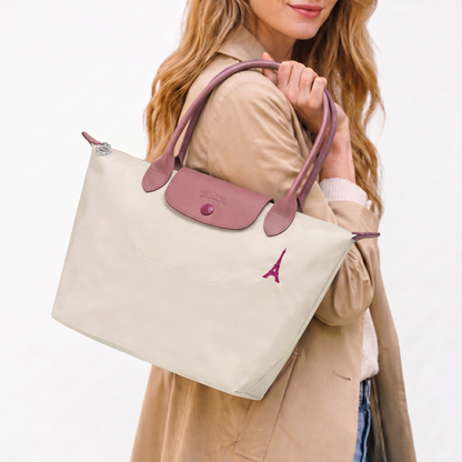 L.O-N.G-C.H.A-M.P TOTE BAG BEIGE&PINK FOR WOMEN