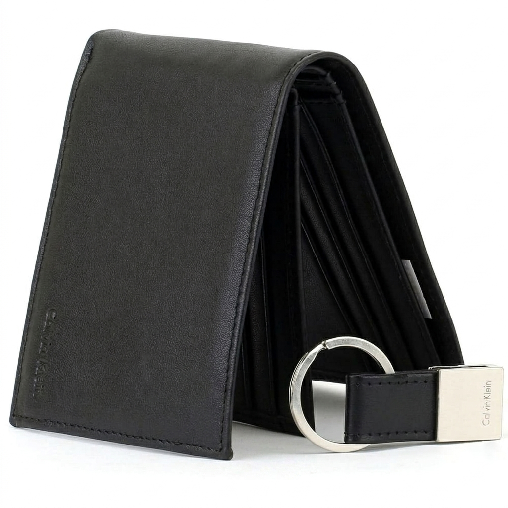 C-A-L-V-I-N K-L-E-I-N WALLET&KEY CHAIN BLACK FOR MEN