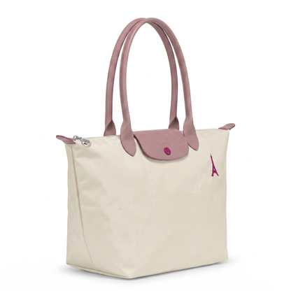 L.O-N.G-C.H.A-M.P TOTE BAG BEIGE&PINK FOR WOMEN