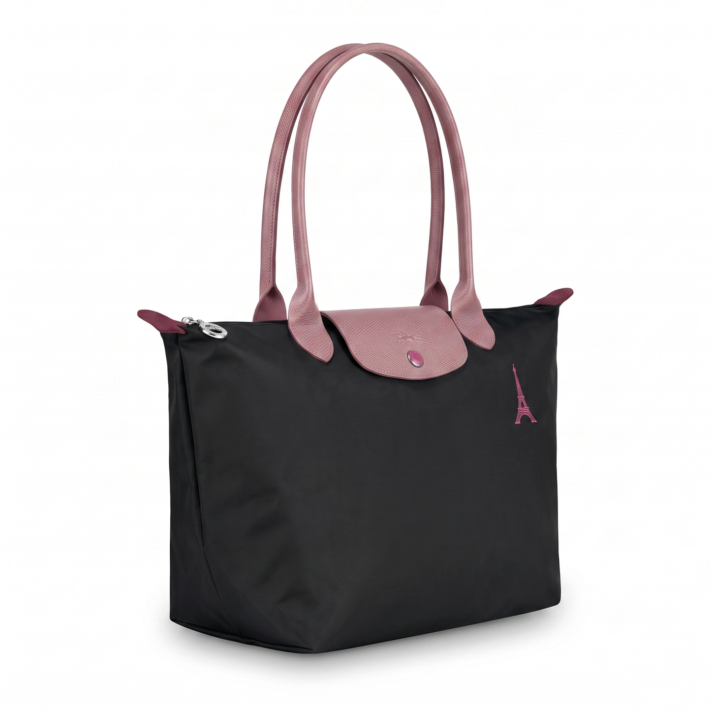 L.O-N.G-C.H.A-M.P TOTE BAG BLACK&PINK FOR WOMEN