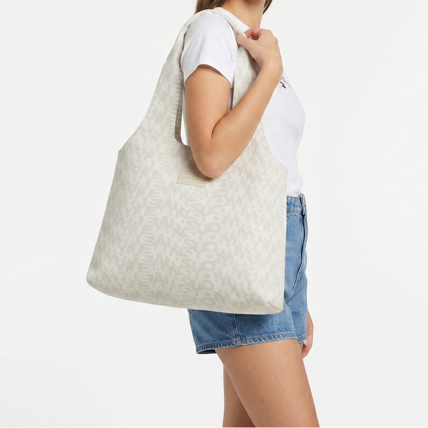 T.O.M-M.Y J.E.A.N.S SHOULDER BAG BEIGE MONOGRAM FOR WOMEN