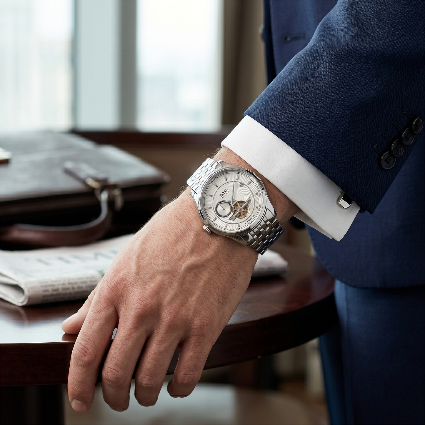 B-O-S-S WATCH SILVER AUTOMATIC FOR MEN