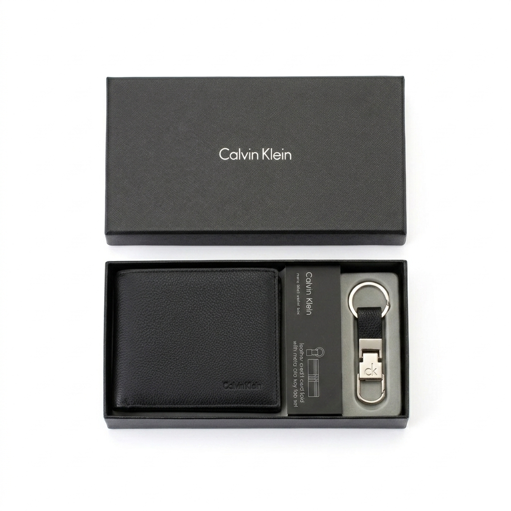 C-A-L-V-I-N K-L-E-I-N WALLET&KEY CHAIN BLACK FOR MEN