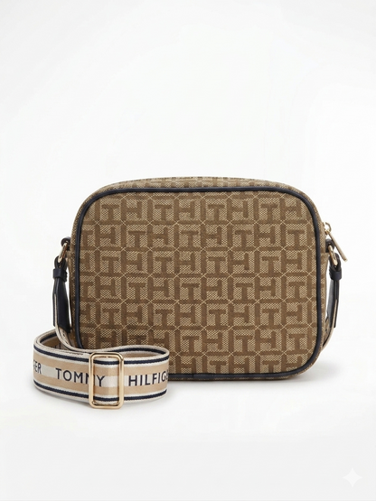 T.O.M-M.Y H.I.L.F-I.G.E.R HANDBAG BEIGE&Olive MONOGRAM FOR WOMEN