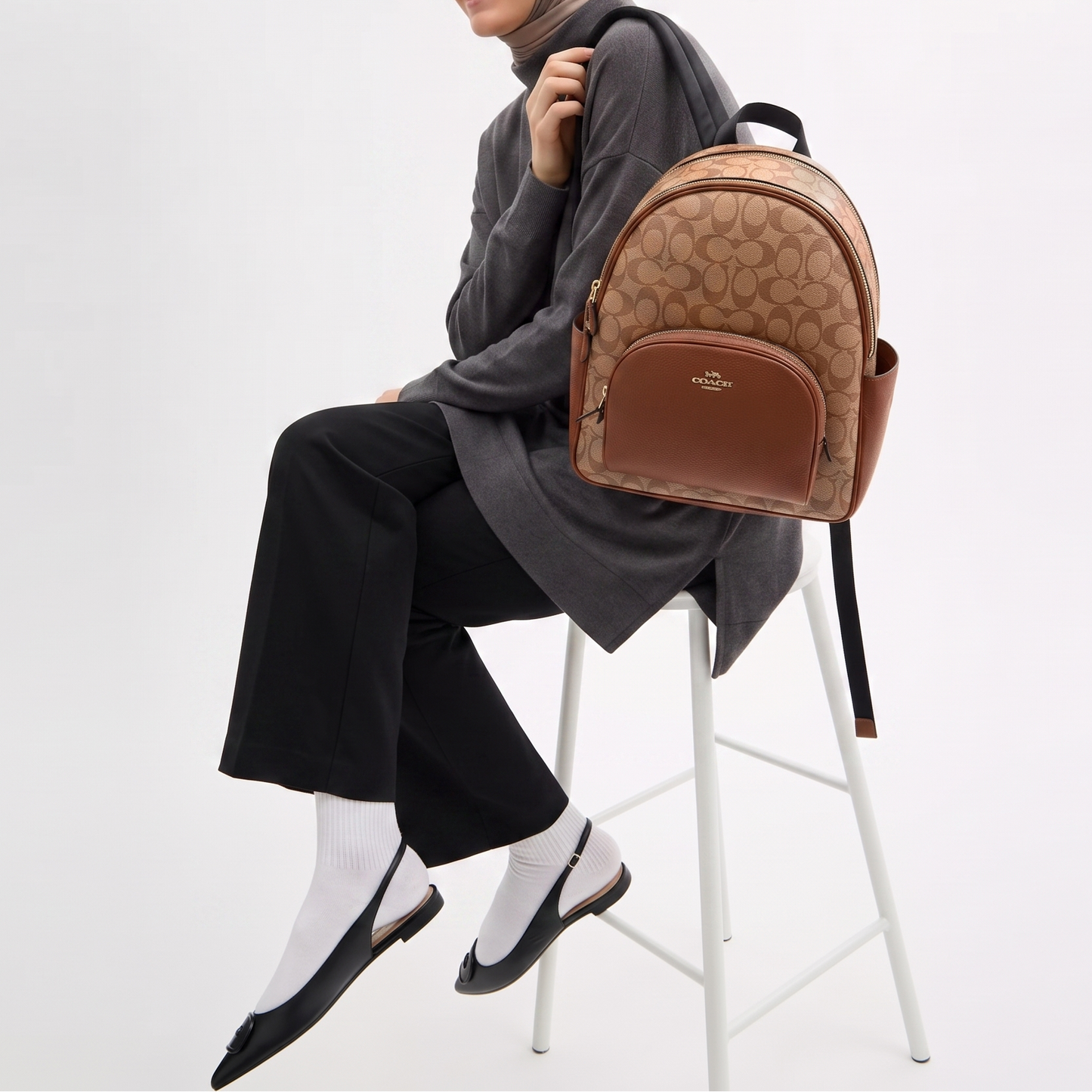 C-O-A-C-H BACKPACK BAG 6495 HAVAN MONOGRAM FOR WOMEN